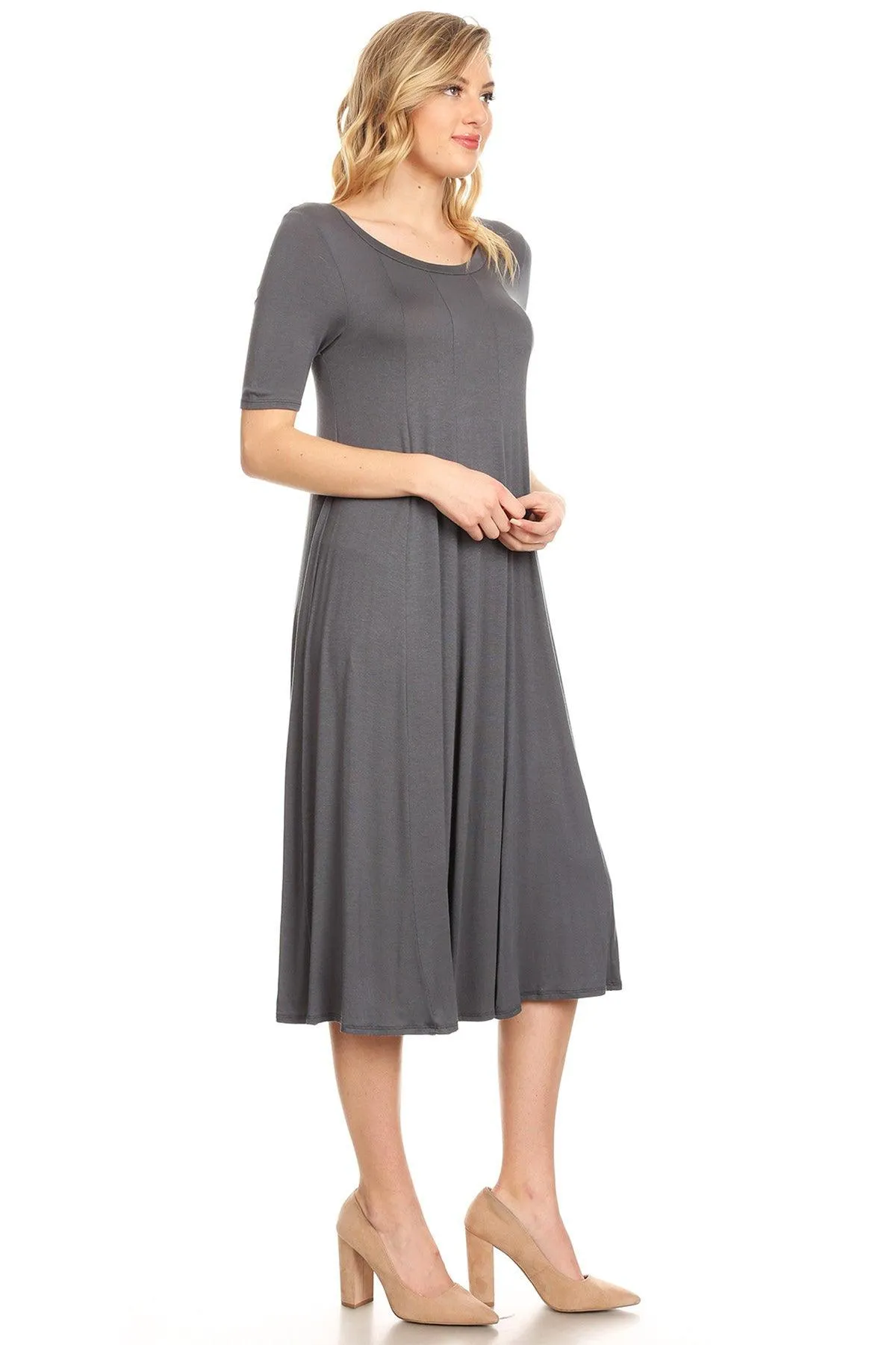 Women's A-Line Short Sleeve Jersey Knit Relaxed Fit Maternity Dress S-3XL