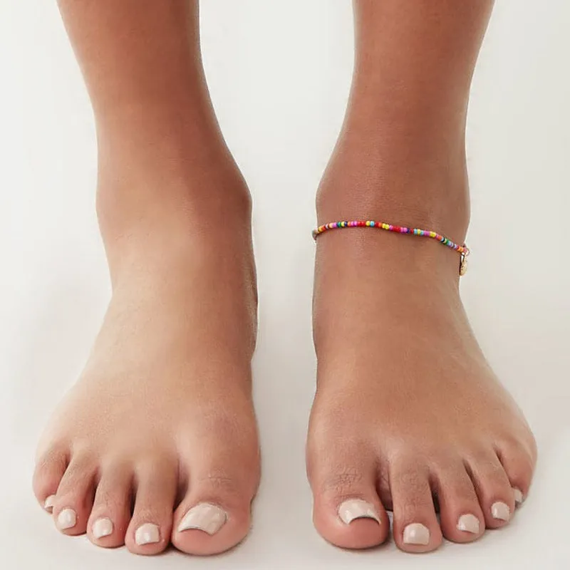 Women's Shell Anklet Color Beaded