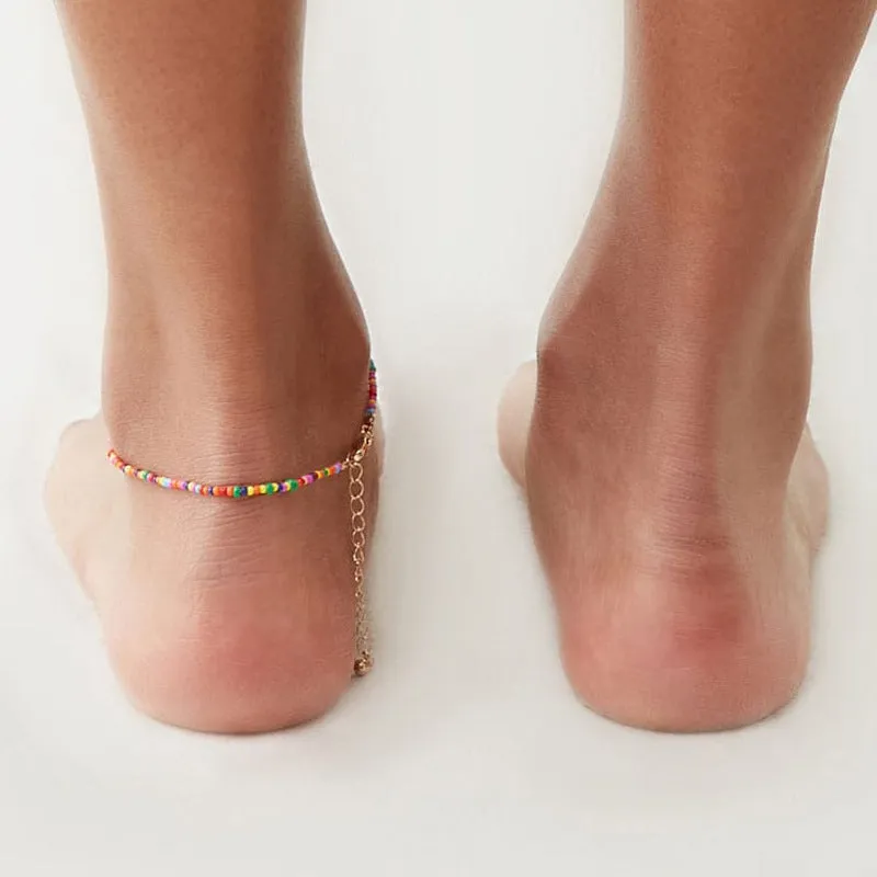 Women's Shell Anklet Color Beaded